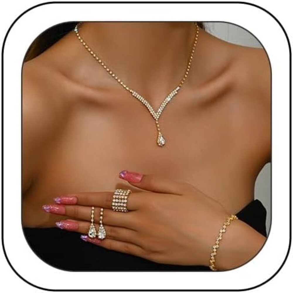 Wedding Jewelry Sets for Women Silver Sparkling Bridal Jewelry Set Elegant Timel